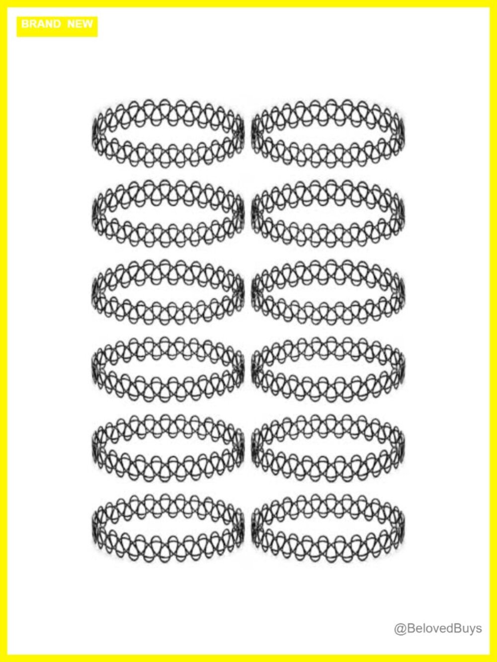 12PC Stretchy Tattoo Choker Necklace Set 90s Y2K Henna Style Elastic Chokers